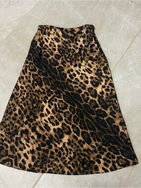 Forever 21 Leopard Print A-Line Skirt - Black and Brown